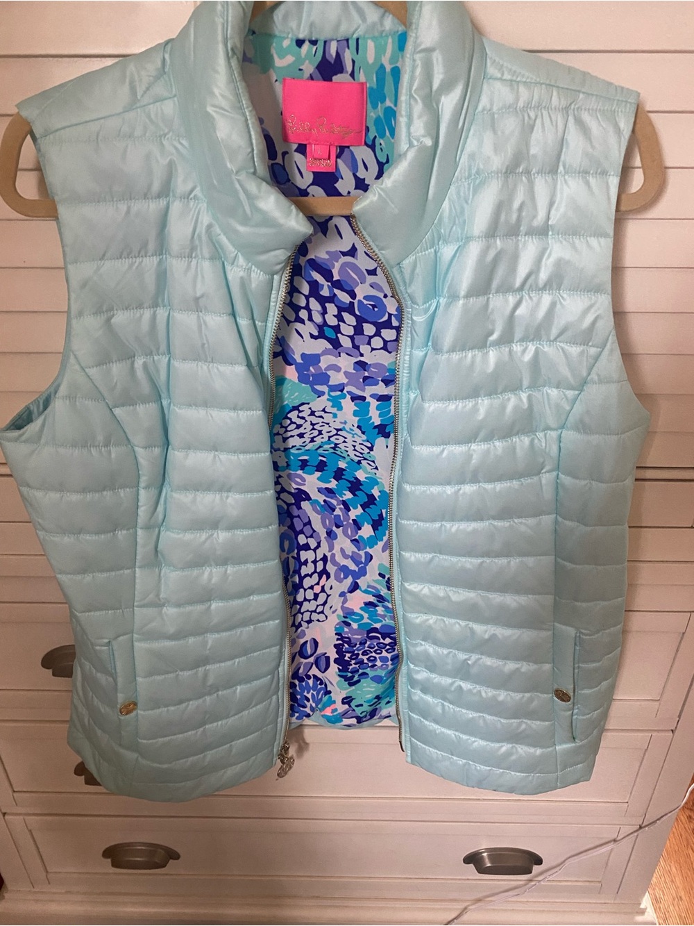 Lilly Pulitzer Pale Aqua Quilted Sleeveless Vest